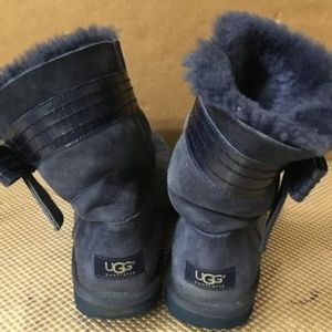 Ugg Blue Leather Bow Boots